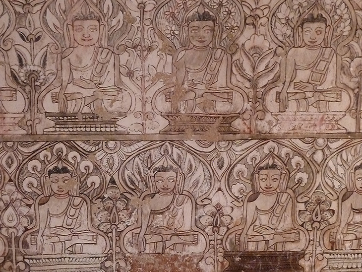 Birmanie Monywa Pho Win Taung fresque bouddhisme