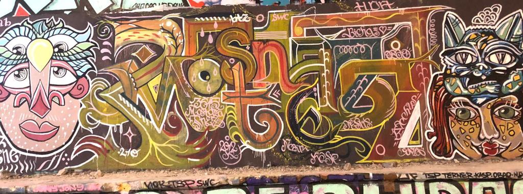 Sur la petite ceinture de Paris, en France graffitis 