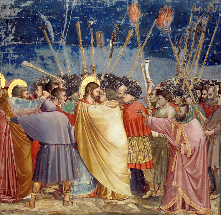 Le baiser de Judas, fresque de Giotto dans la chapelle Scrovegni de Padoue  Italie Arts et Vie