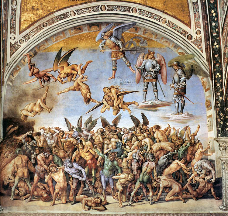 Les Damnés, fresque de Signorelli dans la chapelle Saint-Brice d’Orvieto Ombrie Italie conférence