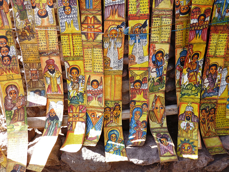 Peintures sur peaux de chèvre, en Éthiopie