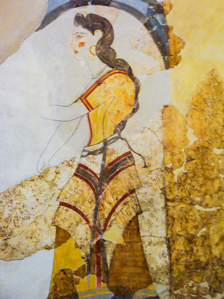 Fresque sur le site d’Akrotiri, à Santorin Grèce