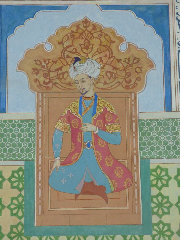 Fresque du memorial de Babur, à Andijan