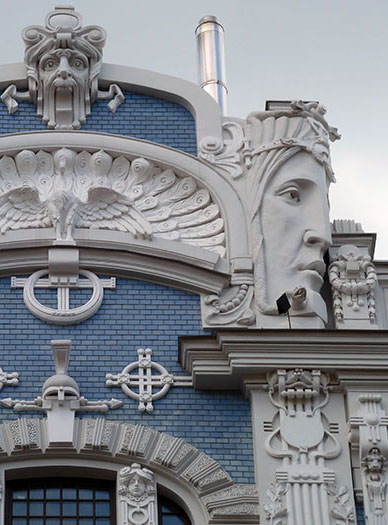 Détail d'une façade Art nouveau à Riga