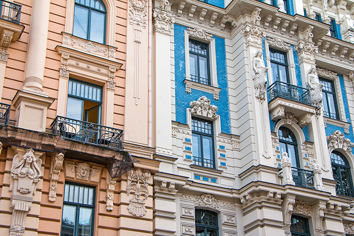 Façade Art nouveau rue Alberta à Riga